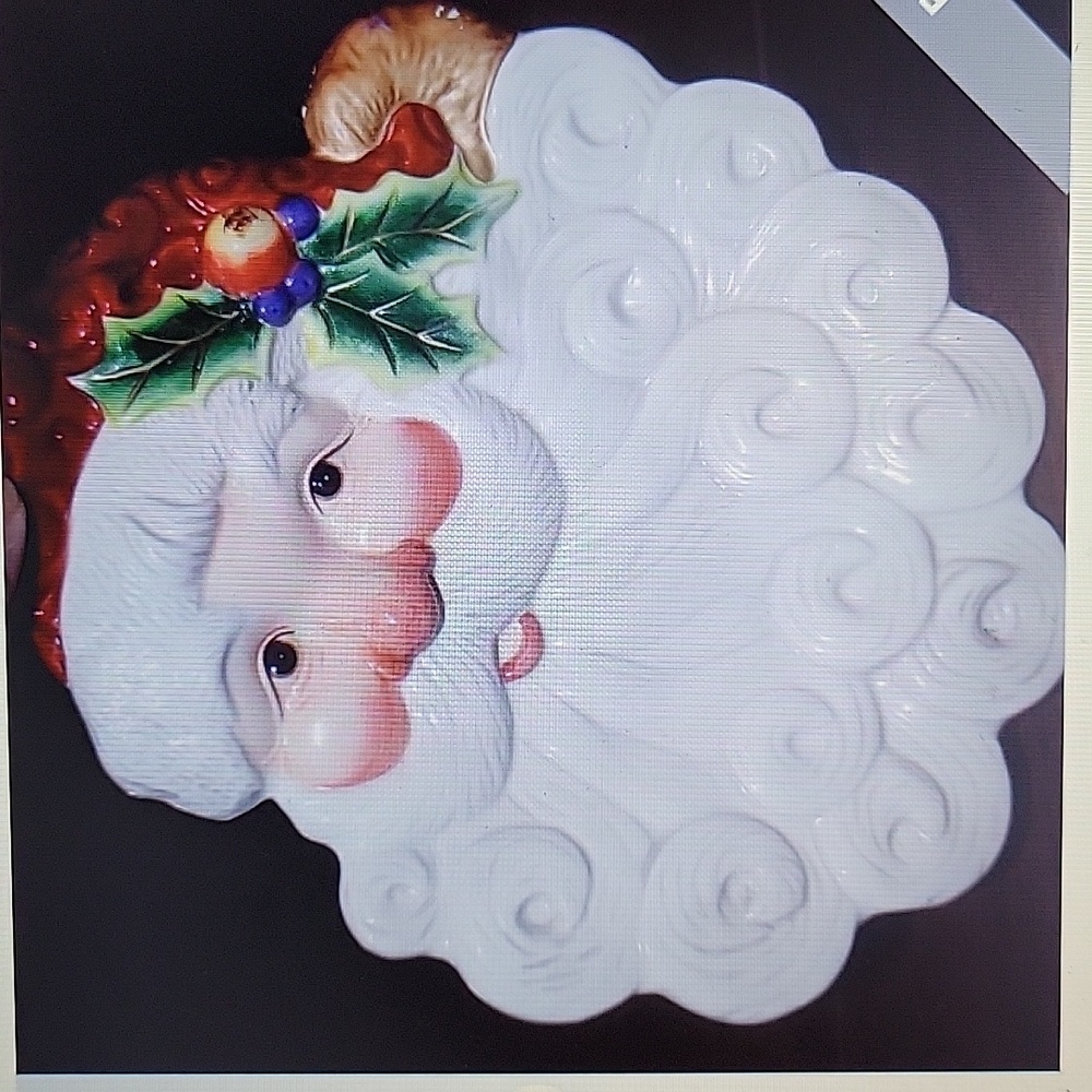 Fitz & Floyd Essentials Santa Claus serving plate Christmas cookies ceramic EUC…
